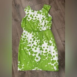 Green and White Sleeveless Dress